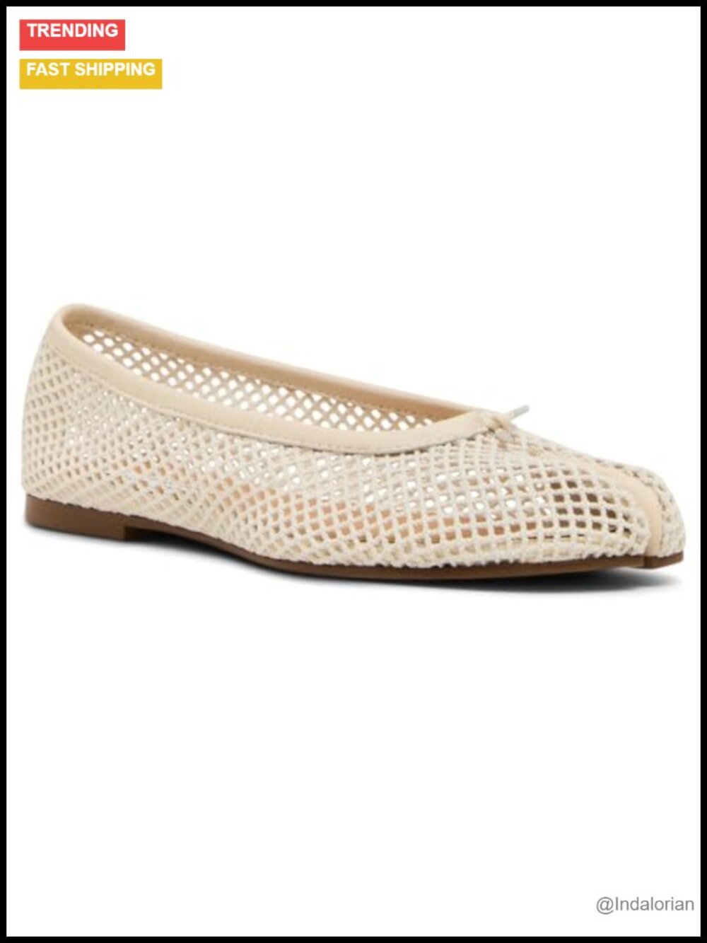 Womens Calico Ballet Flat Split Toe Mesh Slip-On Casual